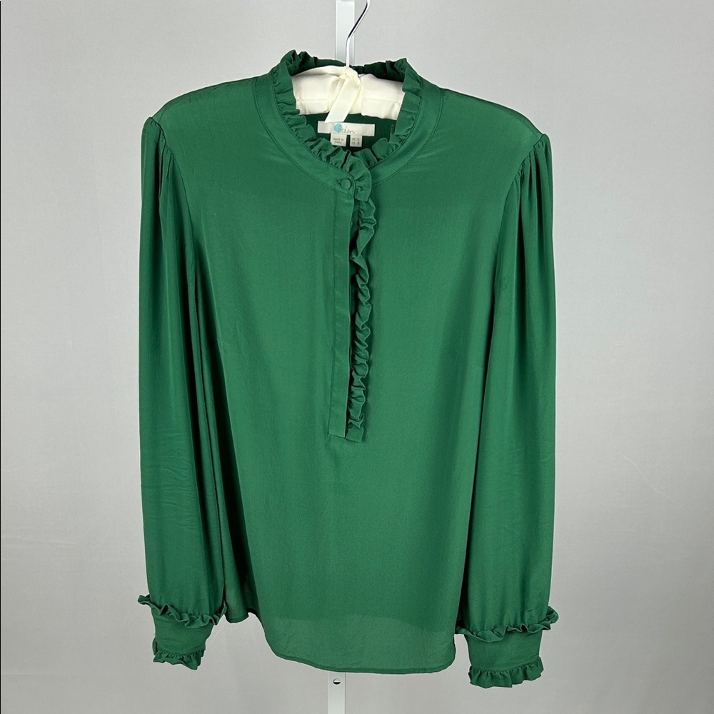 Boden Green Silk Button Blouse size 8